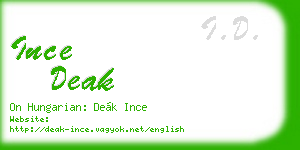 ince deak business card